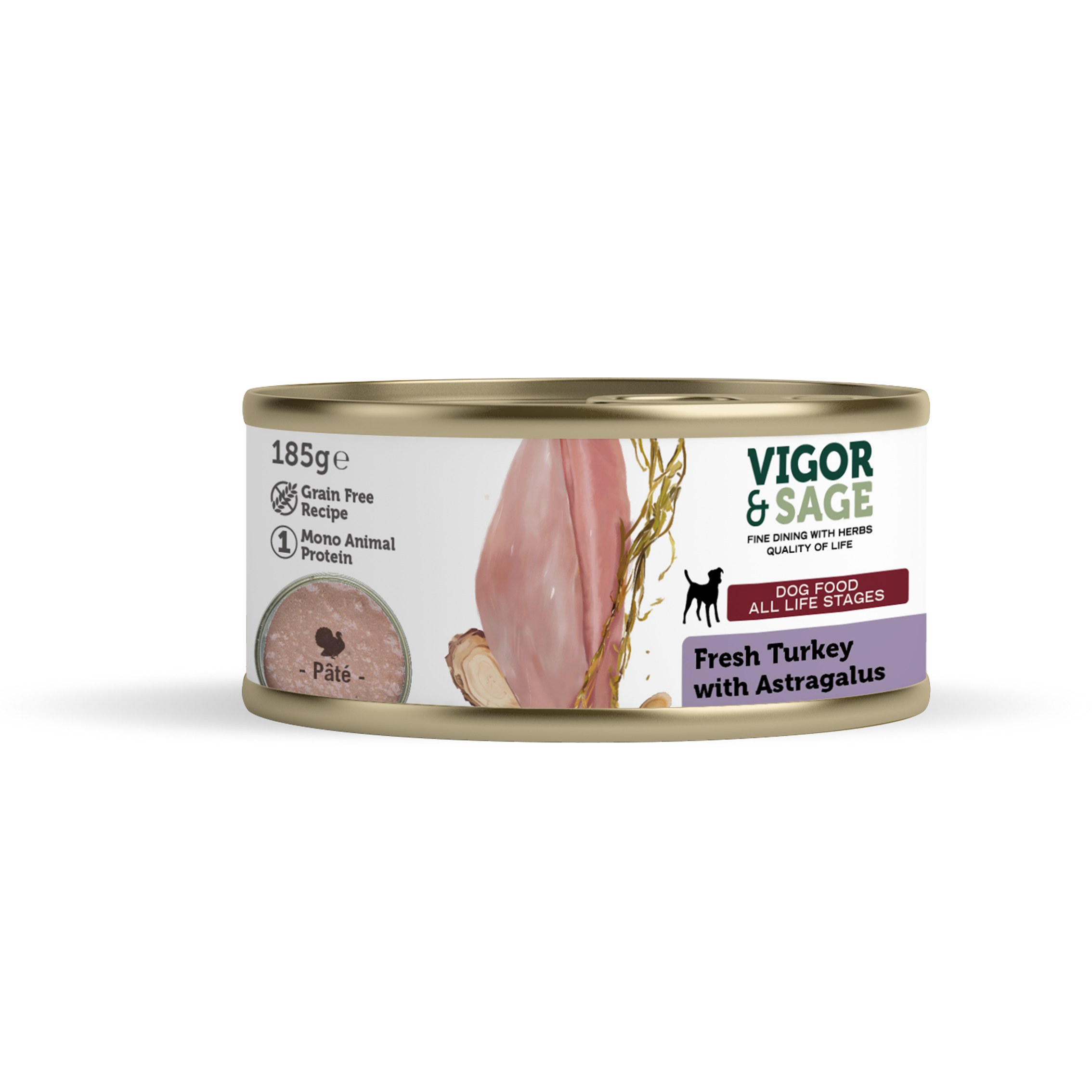 Vigor & Sage hondenvoer - Natvoer Hond met Verse Kalkoen - Astragalus