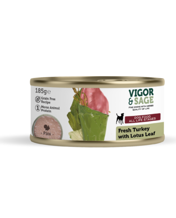 Vigor & Sage hondenvoer - Natvoer Hond met Verse Kalkoen - Lotus Leaf